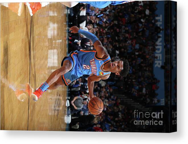 Nba Pro Basketball Canvas Print featuring the photograph 76ers Vs Thunder by Zach Beeker