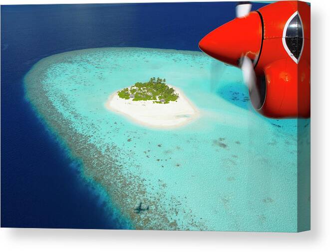 View From Aeroplane Of Male Atoll Canvas Print featuring the photograph 795-155 by Robert Harding Picture Library