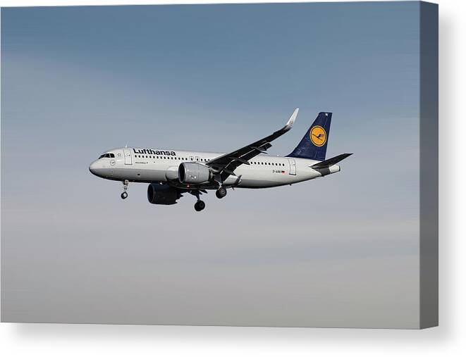 Lufthansa Canvas Print featuring the mixed media Lufthansa Airbus A320-271N #8 by Smart Aviation