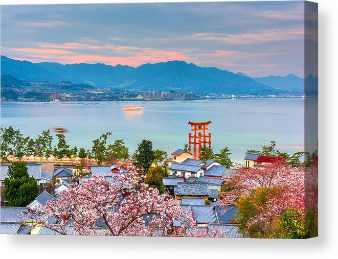 Landscape Canvas Print featuring the photograph Miyajima Island, Hiroshima, Japan #8 by Sean Pavone