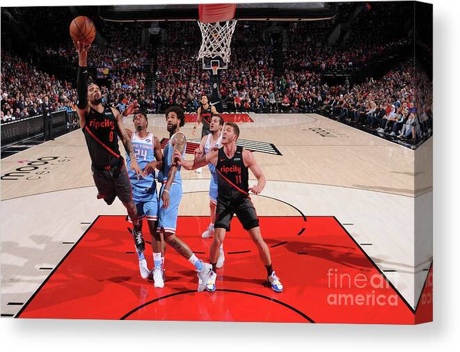Nba Pro Basketball Canvas Print featuring the photograph Sacramento Kings V Portland Trail by Sam Forencich