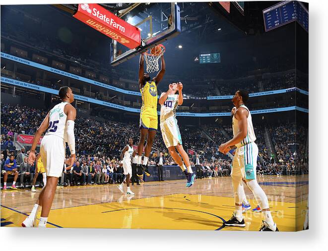 Eric Paschall Canvas Print featuring the photograph Charlotte Hornets V Golden State #9 by Noah Graham