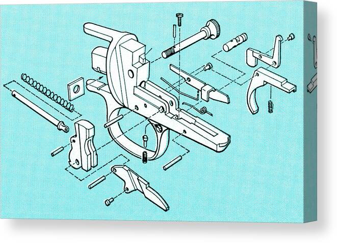 Assemble Canvas Print featuring the drawing Machinery #9 by CSA Images