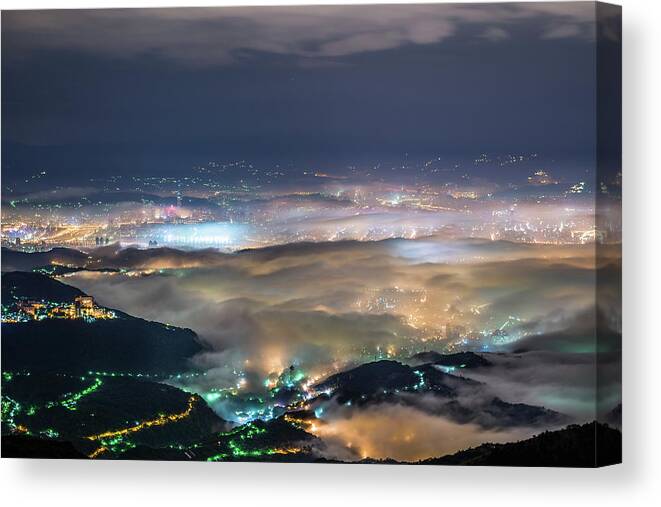 Taiwan Canvas Print featuring the photograph Taipei #9 by Taipei, Taiwan By Balmung