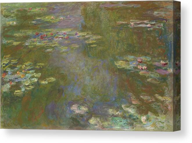 Landscape Canvas Print featuring the painting Water Lily Pond by Claude Monet
