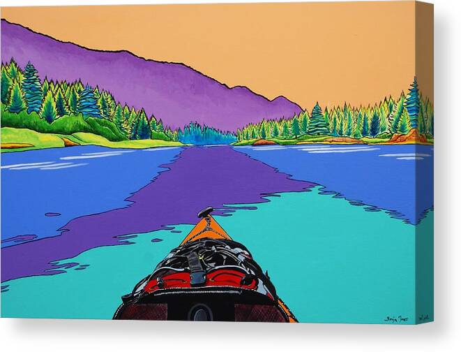 Kayak Canvas Print featuring the painting A Beautiful Day by Sonja Jones