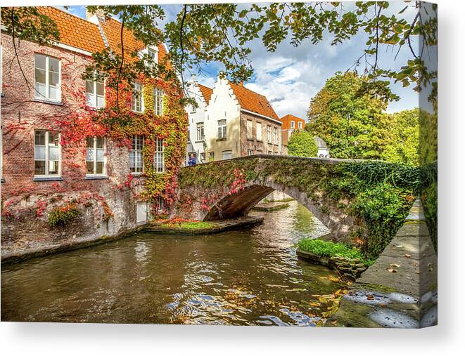 Architecture Canvas Print featuring the photograph A bridge in Brugge by W Chris Fooshee