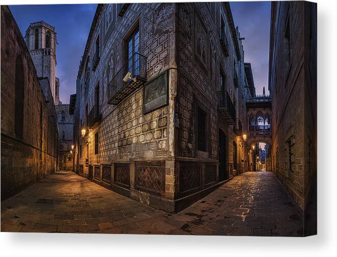 Barcelona Canvas Print featuring the photograph A Corner Of Barcelona by Antoni Figueras