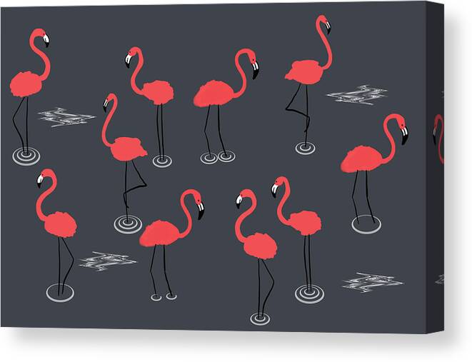 Flamboyance Of Flamingos Canvas Print featuring the photograph A Flamboyance of Flamingos by Mark Rogan