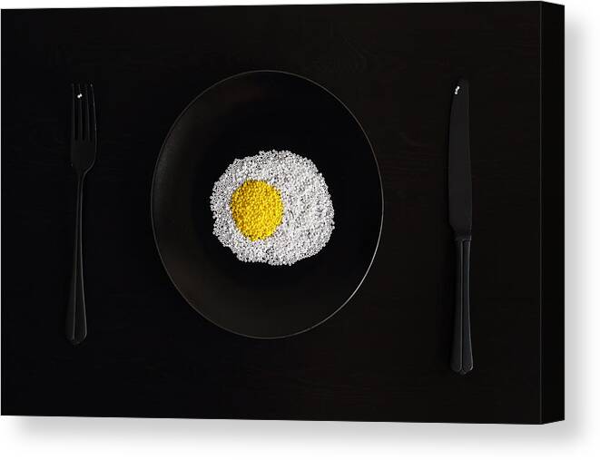 Still Life Canvas Print featuring the photograph A Fried Egg For A Needlewoman by Victoria Ivanova