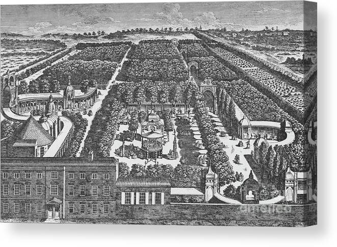 Engraving Canvas Print featuring the drawing A General Prospect Of Vauxhall Gardens by Print Collector