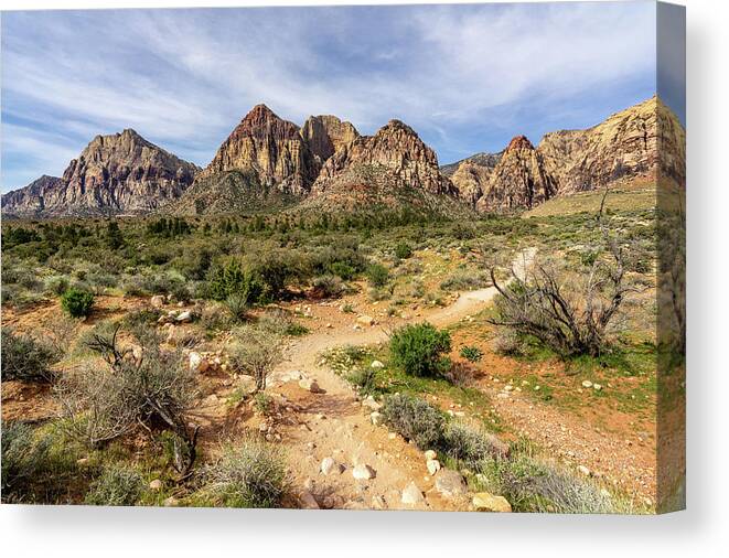 Las Vegas Canvas Print featuring the photograph A Hiking Trail in Red Rock Canyon by Daniel Woodrum