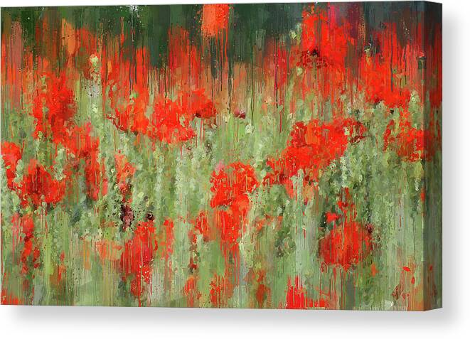 Flower Canvas Print featuring the painting A meadow full of red flowers - 04 by AM FineArtPrints