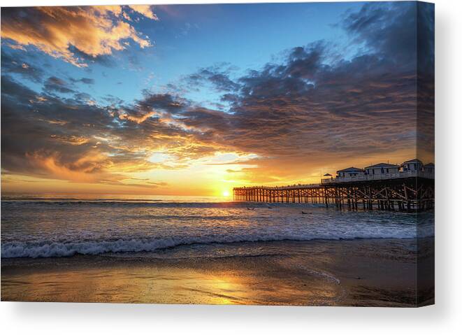 A Mission Beach Sunset Canvas Print featuring the photograph A Mission Beach Sunset by Joseph S Giacalone