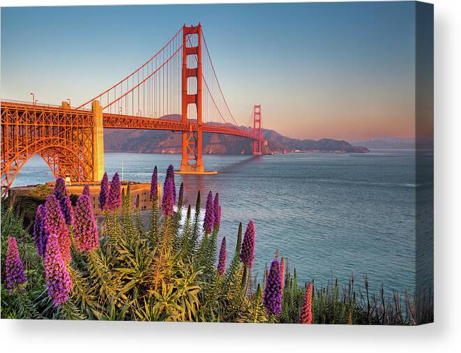 San Francisco Canvas Print featuring the photograph A New Day Begins In San Francisco by Sean Duan