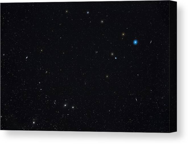 Galaxy Canvas Print featuring the photograph A Widefield Image Of The Coma-virgo by Alan Dyer