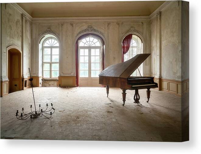 Urban Canvas Print featuring the photograph Abandoned Grand Piano by Roman Robroek