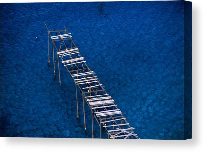 Sicily Canvas Print featuring the photograph Abandoned Pumice Quarry Jetty by Dallas Stribley