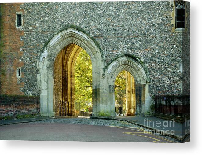 Abbey Gateway Canvas Print featuring the photograph Abbey Gateway St Albans Hertfordshire by Louise Heusinkveld