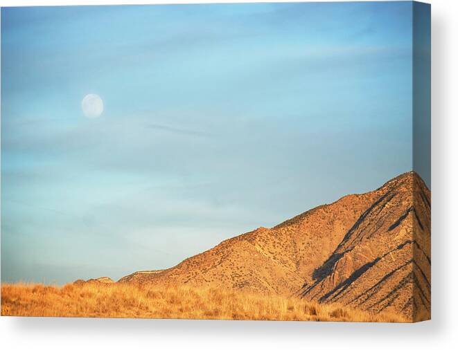 Scenics Canvas Print featuring the photograph Abstract Landscape Mountain Moon by Amygdala imagery