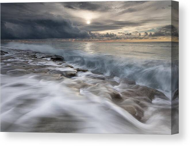 Sea Canvas Print featuring the photograph Action In Sea by Paolo Bolla