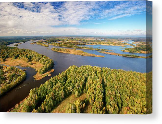 Disk0969 Canvas Print featuring the photograph Aerial Of Pripyat River, Ukraine by James Christensen