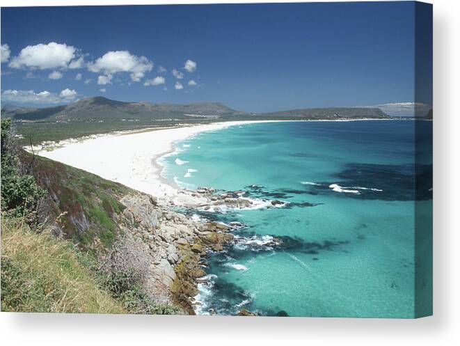 Geology Canvas Print featuring the photograph Aerial View Of Noordhoek Beach, Cape by Denny Allen