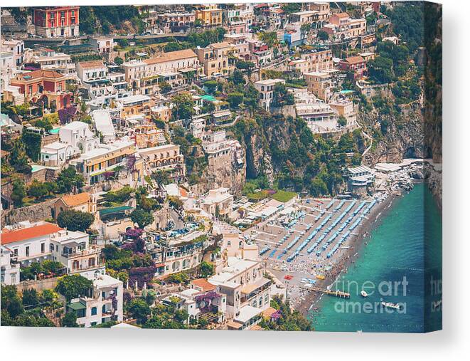 Outdoors Canvas Print featuring the photograph Aerial View Of Positano by Dmitry Travnikov / 500px