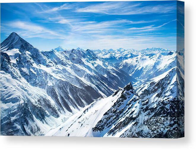 Grindelwald Canvas Print featuring the photograph Aerial View Of The Alps Mountains by Famveld
