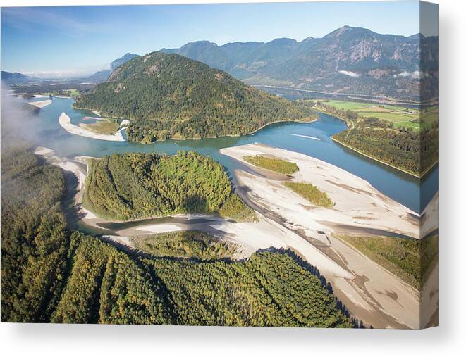 Environment Canvas Print featuring the photograph Aerial View Of The Confluence Of The Harrison And Fraser Rivers by Cavan Images