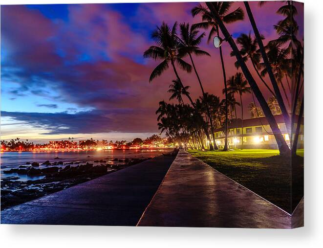  Canvas Print featuring the photograph After Sunset at Kona Inn by John Bauer