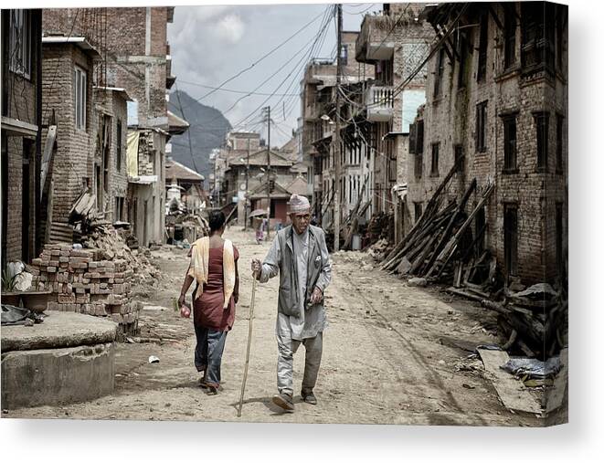 Documentary Canvas Print featuring the photograph After The Disaster by Mohammed Al Sulaili