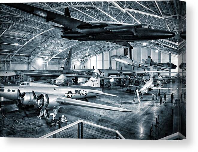 Airplane Canvas Print featuring the photograph Airplanes Military SAC Museum BW by Thomas Woolworth