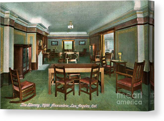 Alexandria Hotel Canvas Print featuring the photograph Alexandria Hotel Library - Los Angeles by Sad Hill - Bizarre Los Angeles Archive