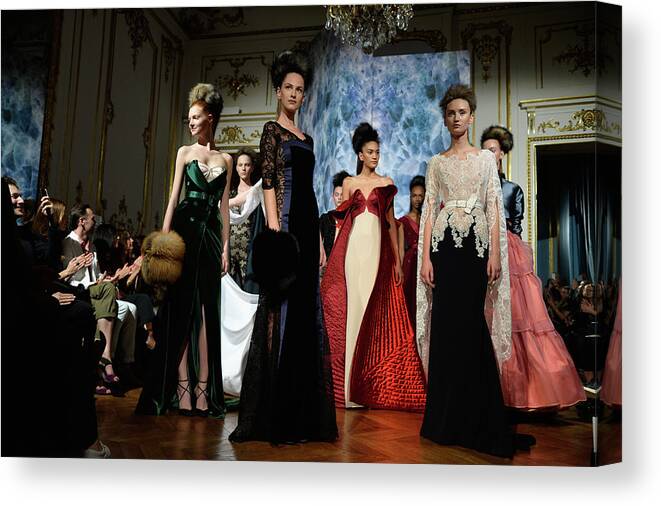 Fashion Model Canvas Print featuring the photograph Alexis Mabille Runway - Paris Fashion by Pascal Le Segretain