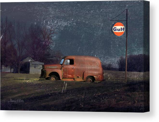 Truck Canvas Print featuring the photograph Alone at Night by Bonnie Willis