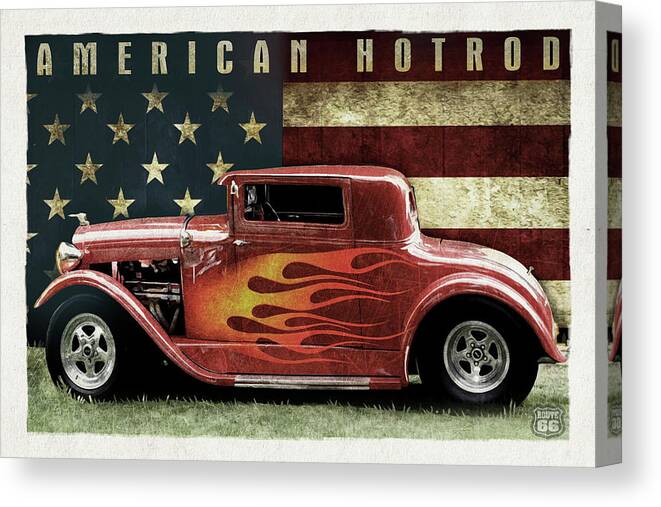 American Hot Rod Canvas Print featuring the mixed media American Hot Rod by Old Red Truck