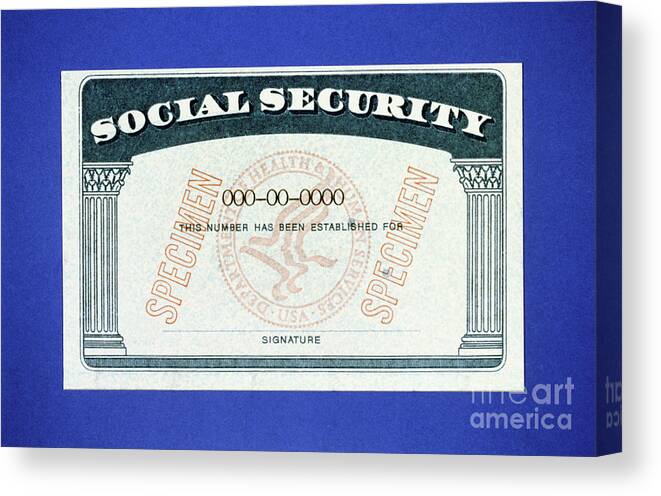 1980-1989 Canvas Print featuring the photograph American Social Security Card by Bettmann