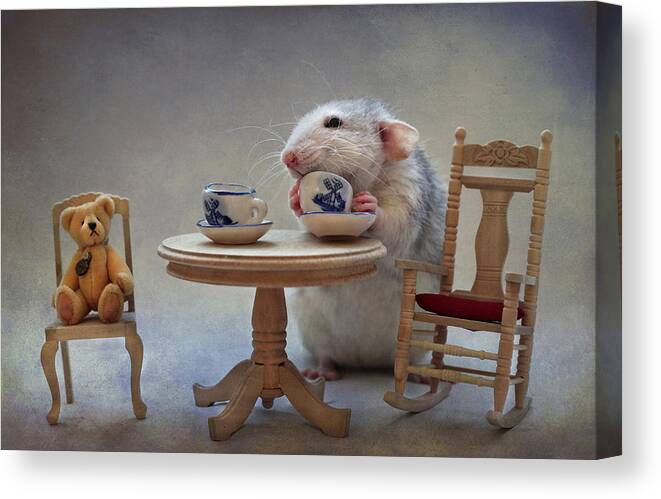 Humour Canvas Print featuring the photograph Another Cup Of Tea by Ellen Van Deelen