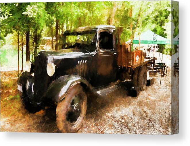 Truck Canvas Print featuring the photograph Antique Black Truck by Ola Allen