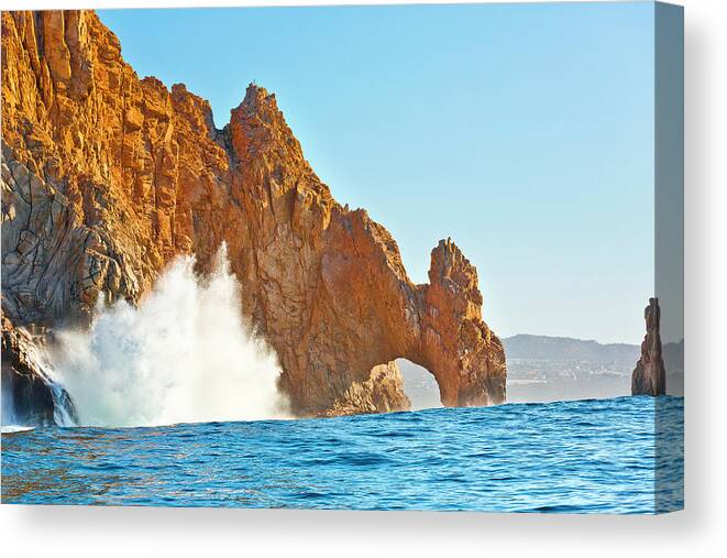 Estock Canvas Print featuring the digital art Arch & Waves, Cabo San Lucas, Mexico by Pietro Canali