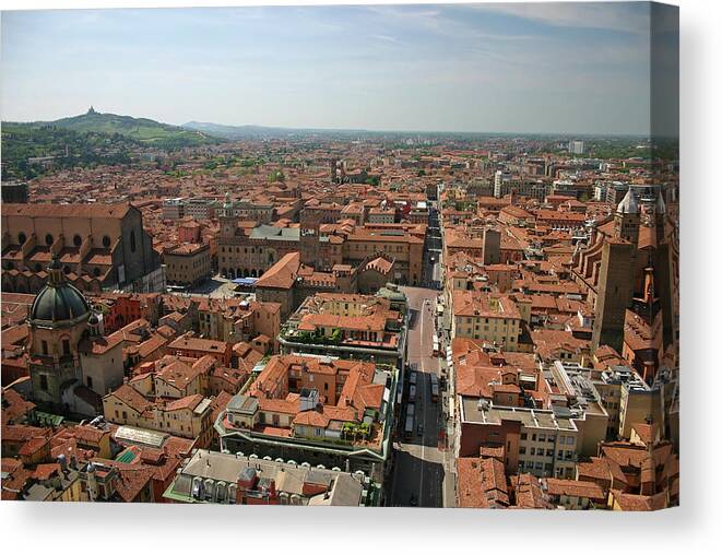 Built Structure Canvas Print featuring the photograph Areal View Of Bologna by Bremecr