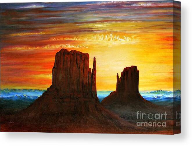 Sunset Canvas Print featuring the painting Arizona Sunset by Greg Moores