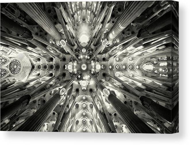 Architecture Canvas Print featuring the photograph Artificial Forest - Sagrada Familia by Antonio Bonnin Sebasti