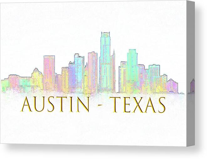 Austin Canvas Print featuring the digital art Austin Skyline by Renee Logan