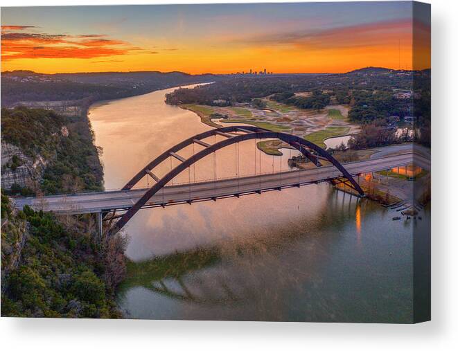 360 Bridge Canvas Print featuring the photograph Austin Texas 360 Bridge Aerial View 12161 by Rob Greebon