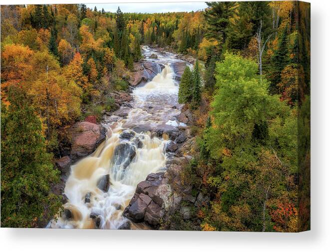 Waterfall Canvas Print featuring the photograph Autumn at Beaver River Falls by Susan Rissi Tregoning