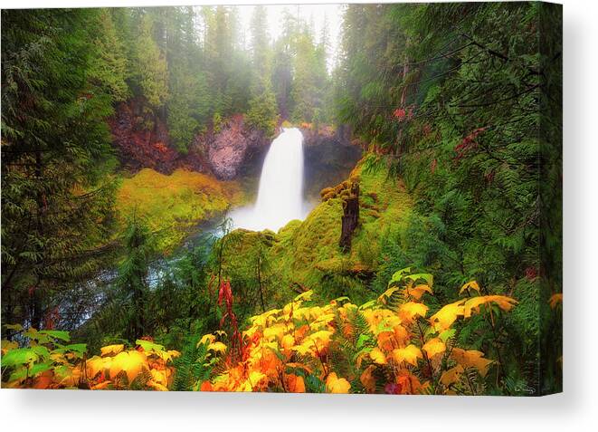 Deebrowningphotography.com Canvas Print featuring the photograph Autumn at Sahalie Falls by Dee Browning