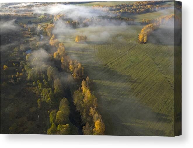 Drone Canvas Print featuring the photograph Autumn Fogs by Dmitry Doronin