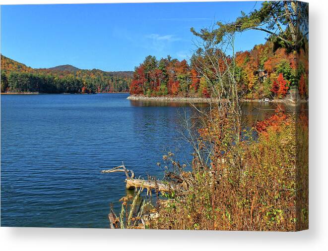 Lake Glenville Canvas Print featuring the photograph Autumn In North Carolina by HH Photography of Florida
